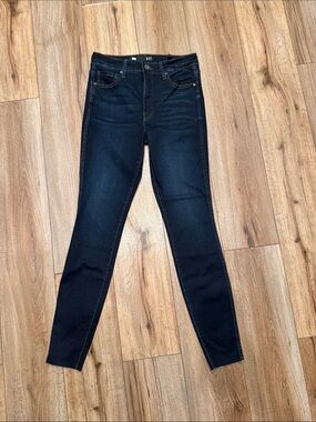 New Kut from the Kloth Womens sz 6L Skinny Jeans Dark Wash Raw Hem Stretch Denim